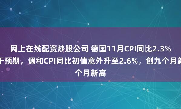 网上在线配资炒股公司 德国11月CPI同比2.3%低于预期，调和CPI同比初值意外升至2.6%，创九个月新高